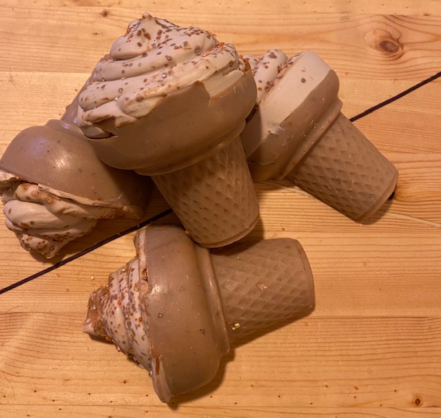 soap shaped like chocolate ice cream cones
